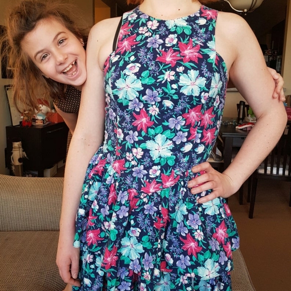 80's Cotton Ra-ra Mini Floral All That Jazz Dress - Picture 1 of 3